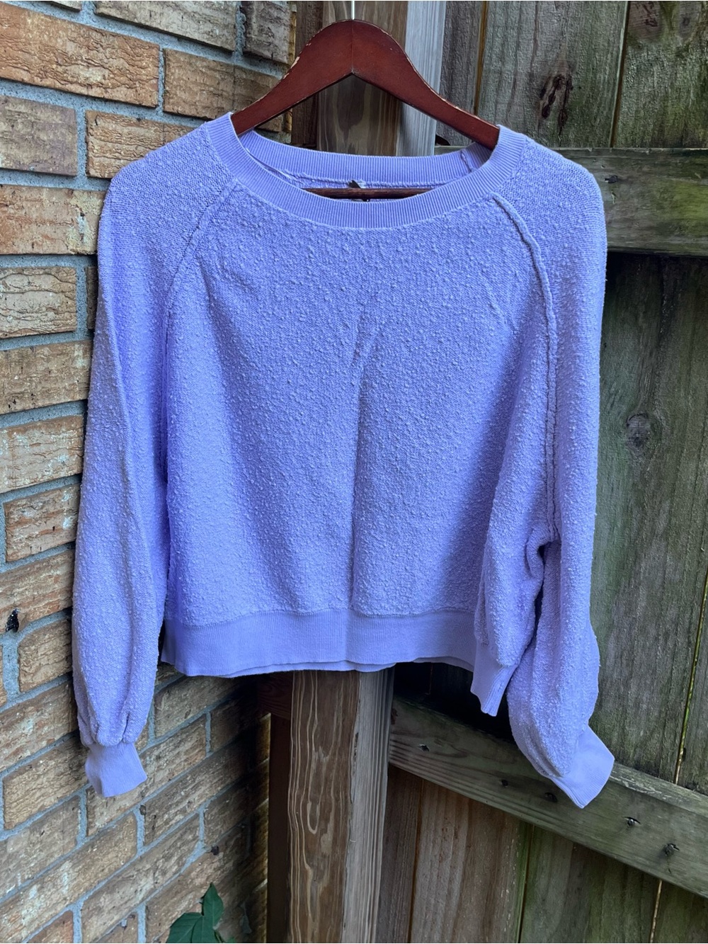 Free People Found My Friend Lavender Bouclé Crewneck Sweater